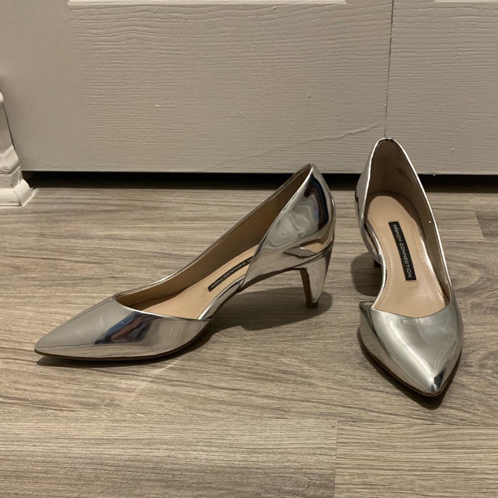 French Connection Silver Mirror Heels - Picture 2 of 7
